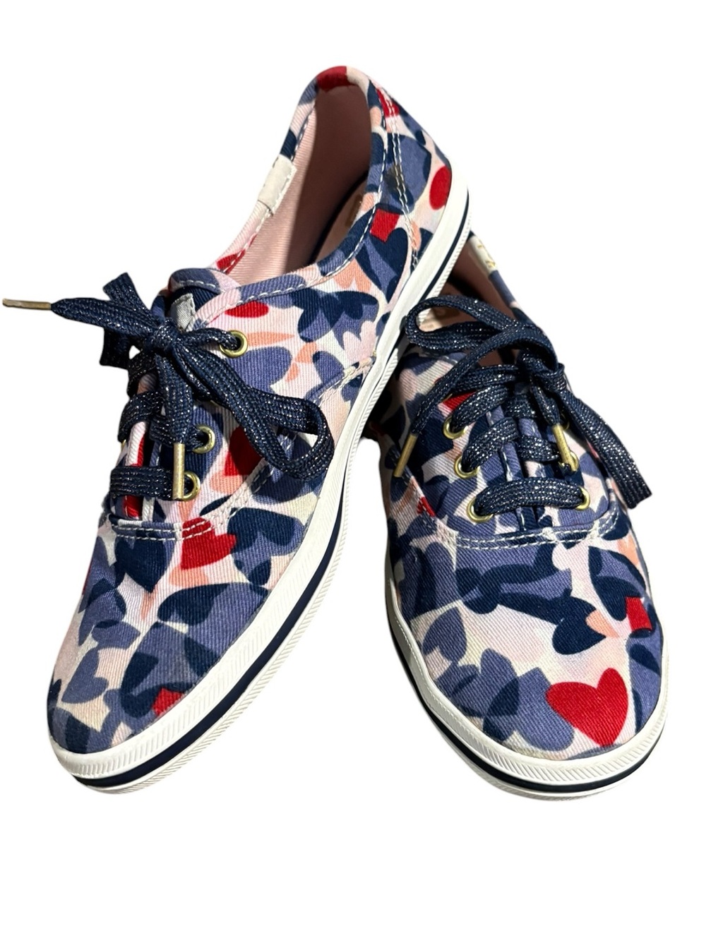 Kate Spade & Keds New York Champion Lace Up Heart Print Shoes Size 2